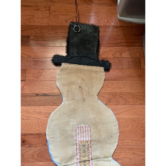 Vintage Quilted Snowman Wall Hanging with Top Hat & Buttons 45" tall - Picture 7 of 16